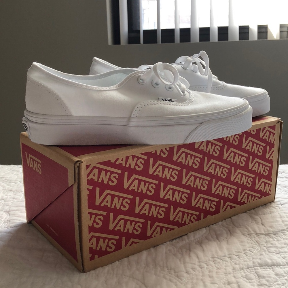 All white vans, brand new with box, without tags!